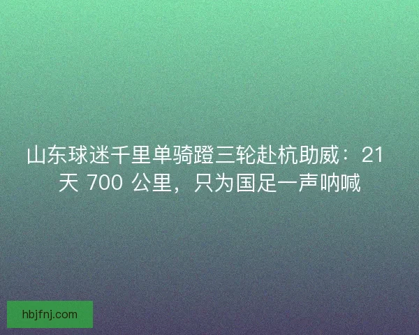 山东球迷千里单骑蹬三轮赴杭助威：21 天 700 公里，只为国足一声呐喊